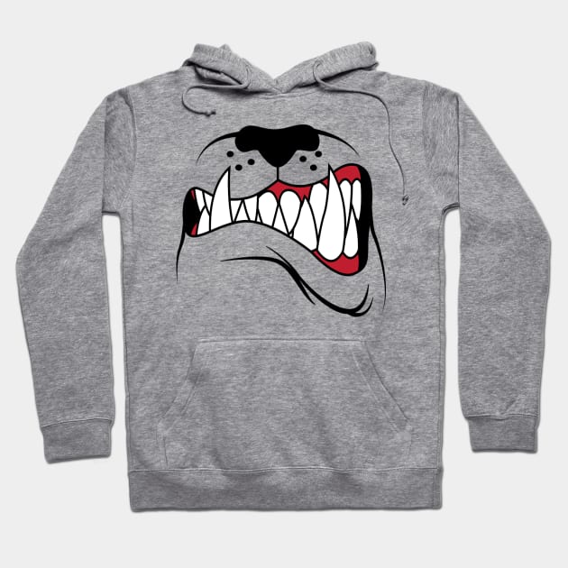 Mouth Mask Bulldog Masks Scary Halloween Grin Hoodie by Funny Stuff Club